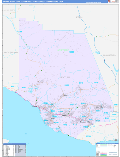 Oxnard-Thousand Oaks-Ventura Metro Area Wall Map